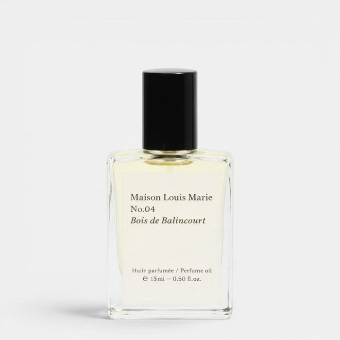 Shop Rescue Spa No.04 Bois de Balincourt perfume oil with sandalwood, cedarwood, vetiver, nutmeg, cinnamon, and amber wood notes.