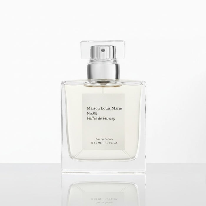 Shop Rescue Spa No.09 Vallee de Farney Eau de Parfum, a woody, mineral fragrance with citrus, cedarwood, patchouli, vetiver, amber, musk, and benzoin notes.