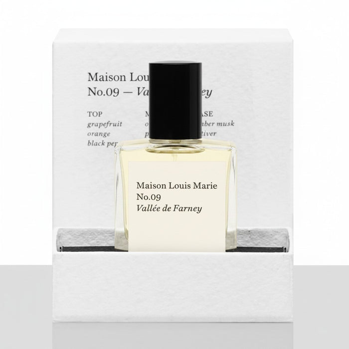 Shop Rescue Spa No.09 Vallee de Farney perfume oil with grapefruit, orange, cedarwood, and amber notes.