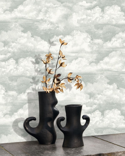 Nuage heavy Weight Textured Vinyl Wallpaper - Green/White - Last 3 Rolls