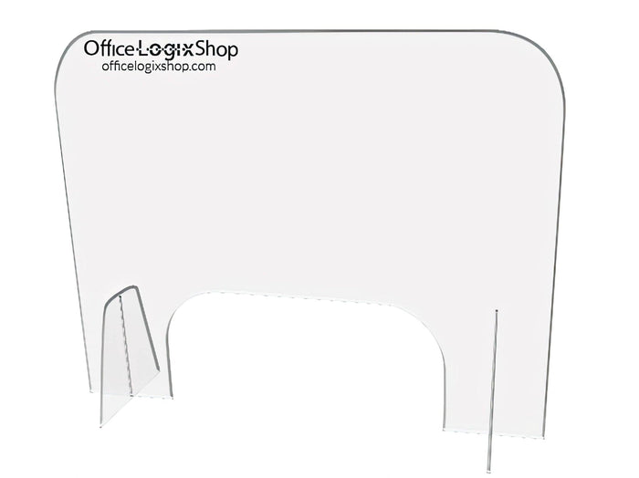 Office Logix Shop plexiglass desk shield divider with cutout, clear desktop partition