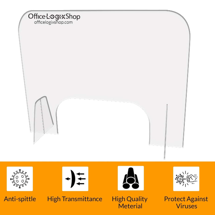 Office Logix Shop plexiglass desk shield divider with virus protection and high transparency features