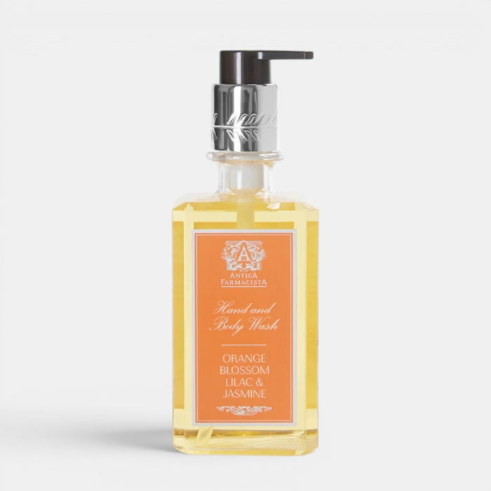 Shop Rescue Spa Antica Farmacista orange blossom, lilac, and jasmine scented hand and body wash in a pump bottle.
