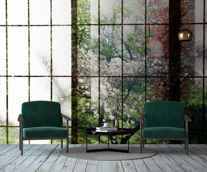 Orchard Window - Custom Sized Wallpaper Mural (per m2) - Orchard 2