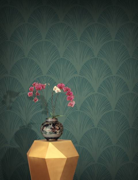 Orchid Scales Wallpaper - Emerald Green