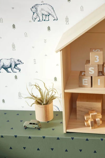 Our Planet Grizzly Bears Wallpaper - White Blue