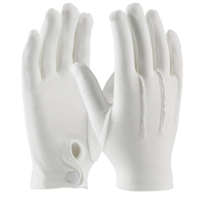 Pallbearer gloves with snap-white cotton used in funeral service operations, from lynch supply