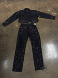 Pants Set 2Pc By Fashion Nova In Black Denim, Size:Xs