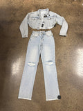Pants Set 2Pc By Fashion Nova In Blue Denim, Size:Xs