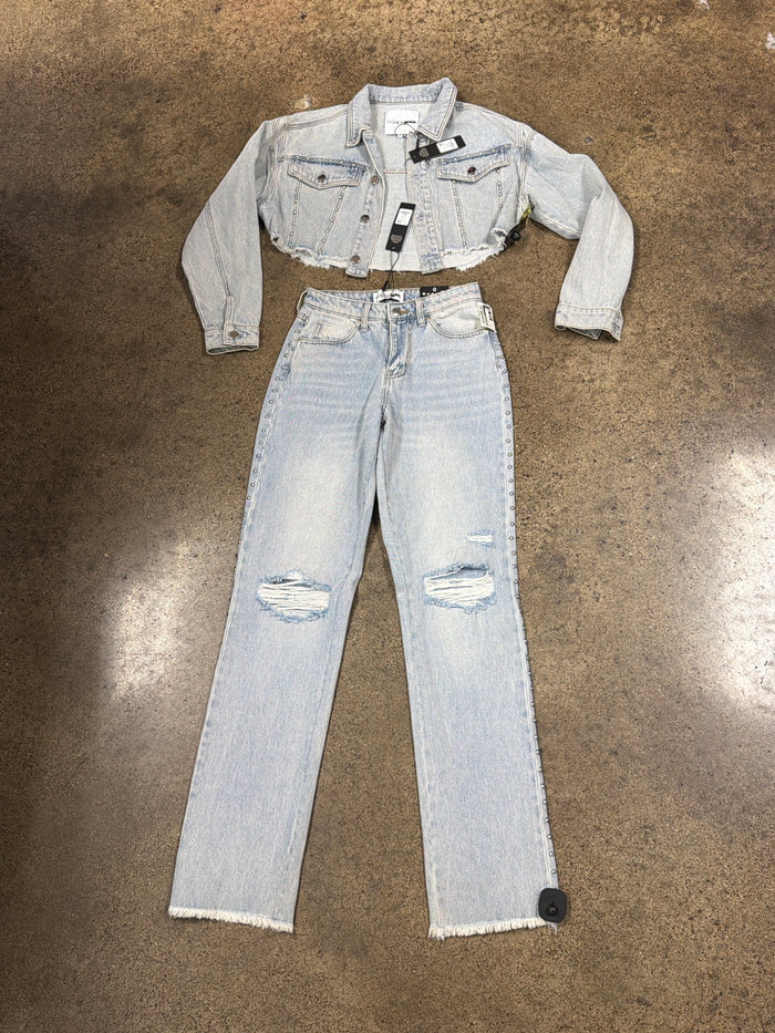 Pants Set 2Pc By Fashion Nova In Blue Denim, Size:Xs