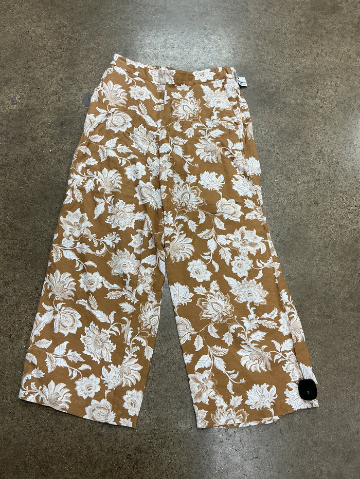 Pants Wide Leg By Loft In Brown & Cream, Size:S