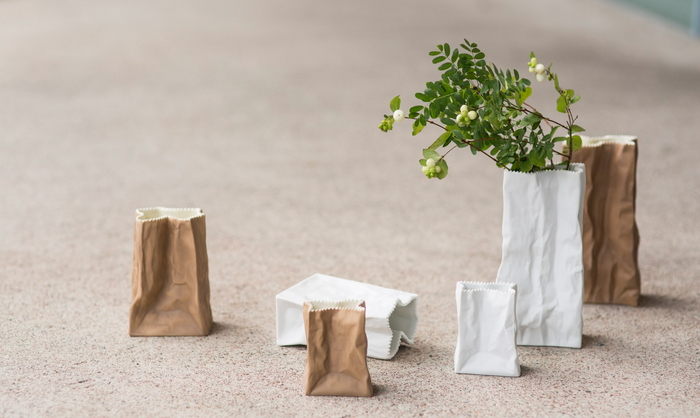 Paper Bag Vase - natural 14cm