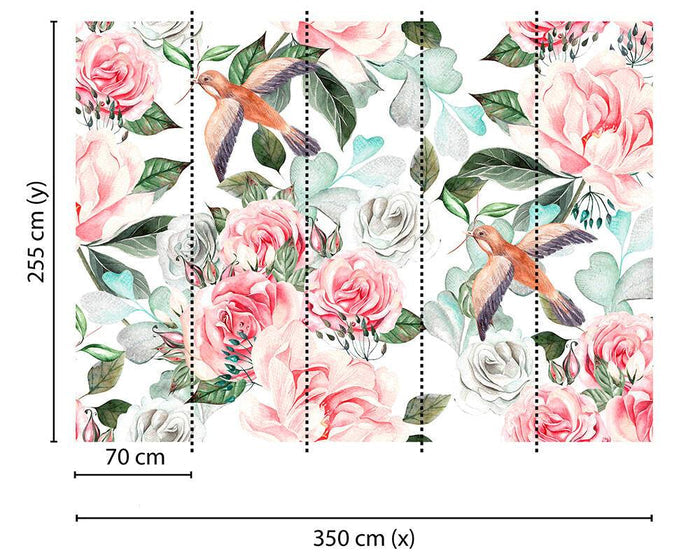 Paradise - Custom Sized Wallpaper Mural (per m2) - White/White