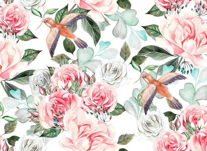 Paradise - Custom Sized Wallpaper Mural (per m2) - White/White