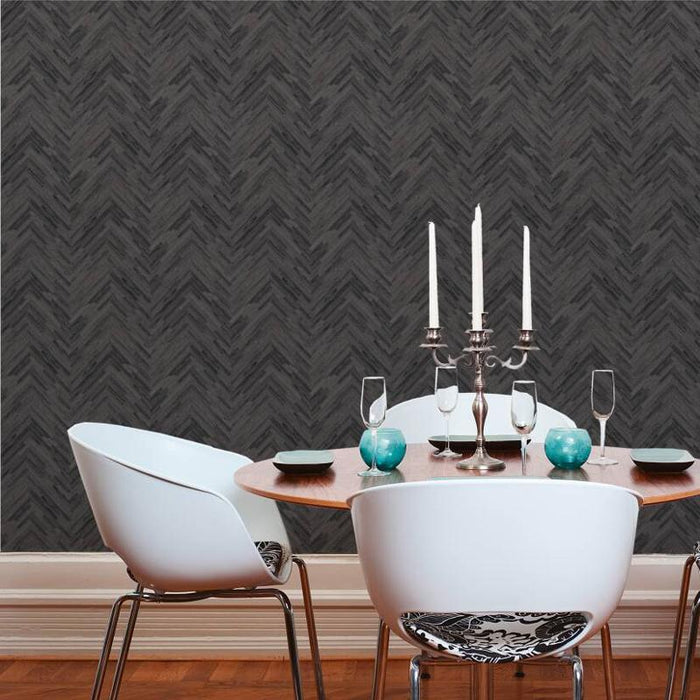 Versace Parquet Wallpaper - Grey/Black