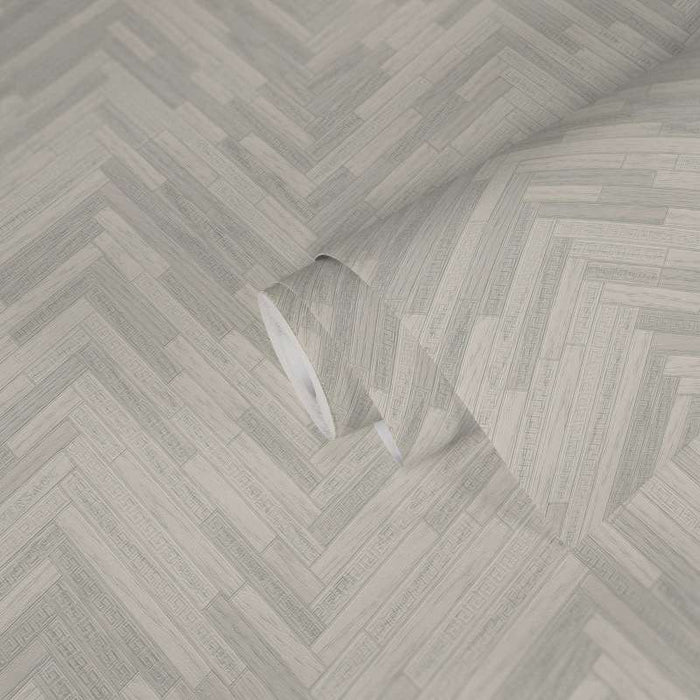 Versace Parquet Wallpaper - Grey/White