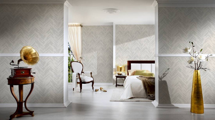 Versace Parquet Wallpaper - Grey/White
