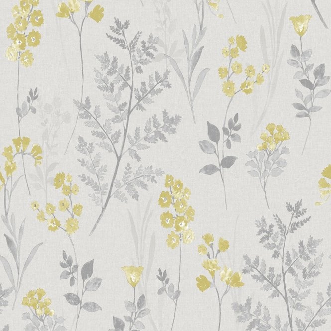 Pashley Fern Leaf Wallpaper – Yellow Grey – Discontinuing