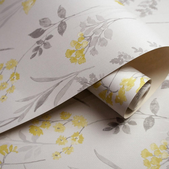 Pashley Fern Leaf Wallpaper – Yellow Grey – Discontinuing