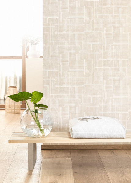 Patch Ginkgo Vinyl Wallpaper - Beige Cream