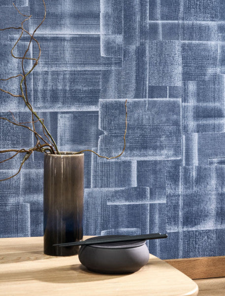 Patch Ginkgo Vinyl Wallpaper - Blue
