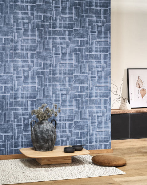 Patch Ginkgo Vinyl Wallpaper - Blue
