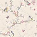 Phoebe Birds on Trailing Branches Wallpaper – Beige