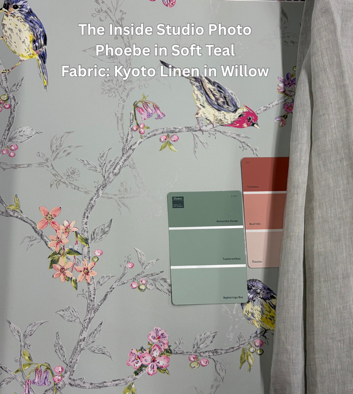 Phoebe Birds on Trailing Branches Wallpaper – Soft Teal – Discontinuing