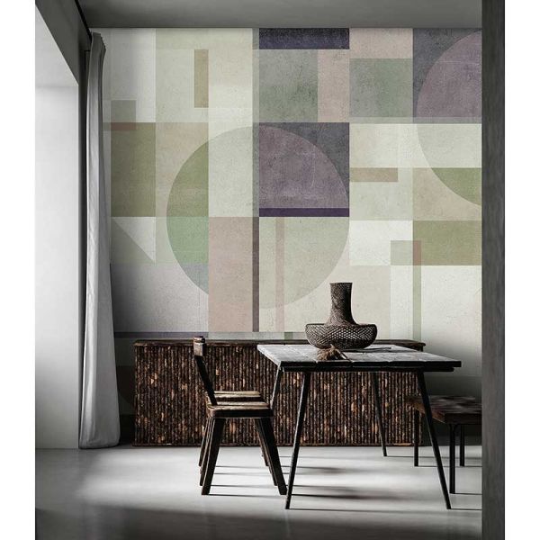 Piazza  Mural Wallpaper - Green - Custom Sized Wallpaper Mural (per m2)