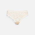 Shop Rescue Spa Pistil beige stretch Leavers lace tanga with delicate lace trim at the waist and leg openings.