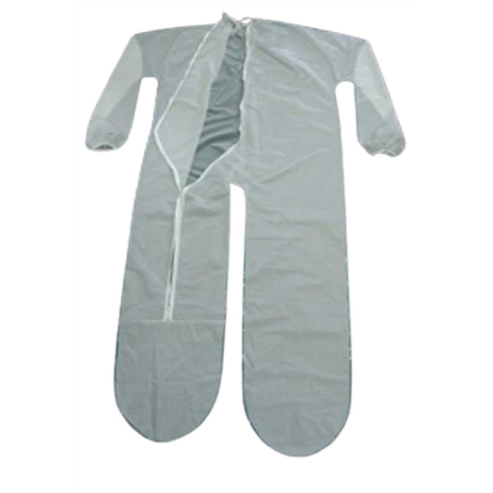<!016>plastic unionalls with ez load zipper used in funeral service operations, from lynch supply