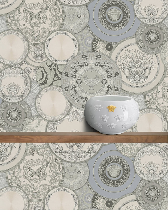 Plates Of Versace Wallpaper (Versace 3 Collection) - Grey