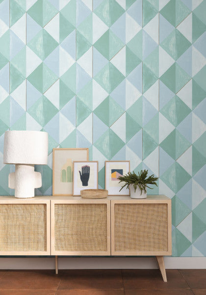 Plenitude Vinyl Wallpaper - Green/Blue/Gold - Discontinuing