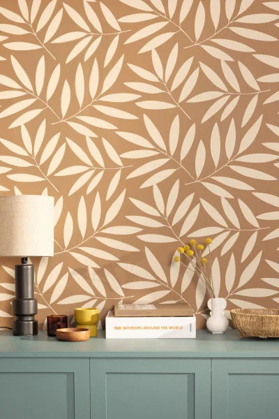 Portee Leaf Wallpaper - Camel Or