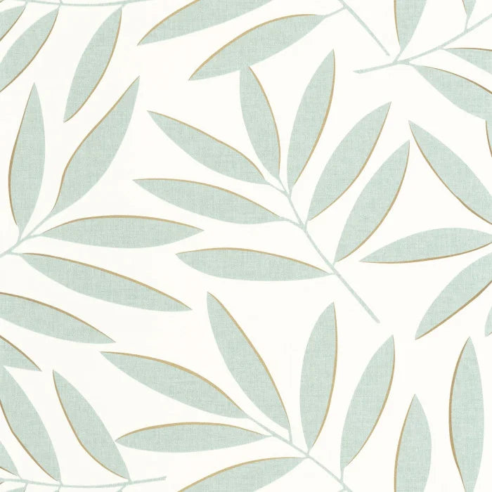 Portee Leaf Wallpaper - Vert D'eau Or