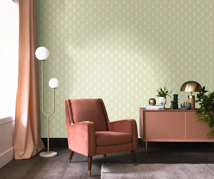 Prosperity Wallpaper - Vert amande dore
