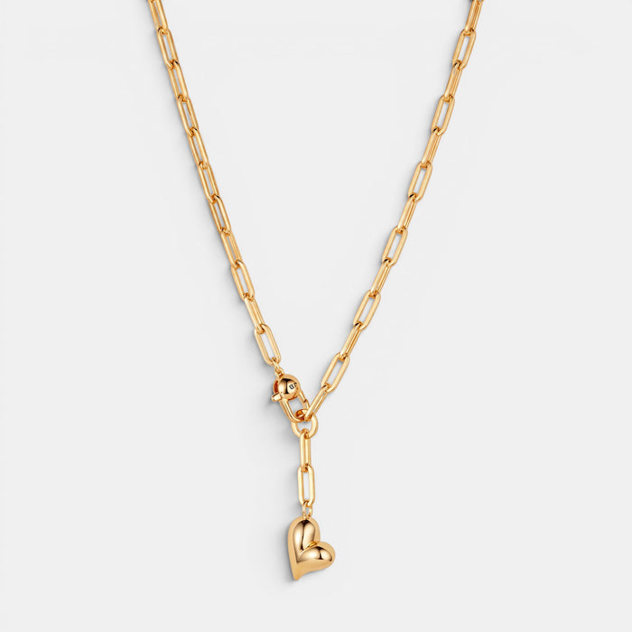 Puffy Heart Necklace Gold