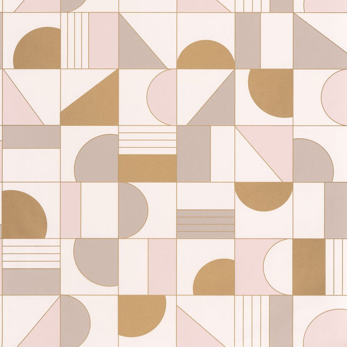 Puzzle Art Deco Wallpaper - Blush + Gold