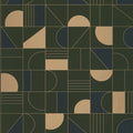 Puzzle Art Deco Wallpaper - Green Gold - Discontinuing