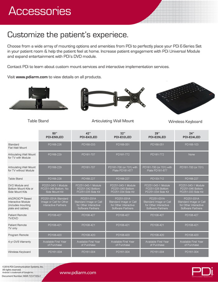Refurb PDI-E42LEDx-R | 42" E-Series HDTV Hospital Display