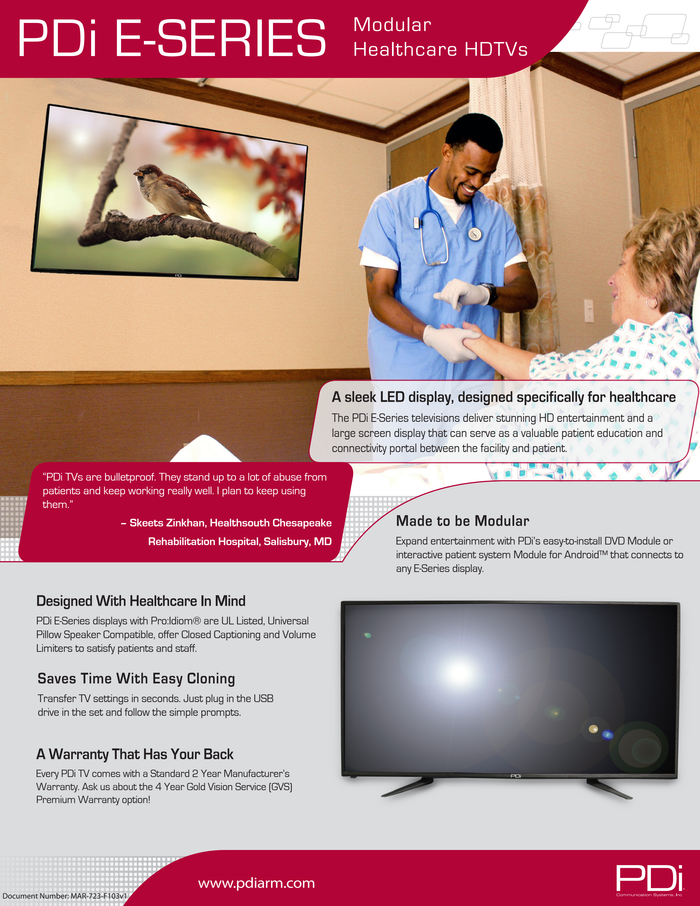Refurb PDI-E42LEDx-R | 42" E-Series HDTV Hospital Display