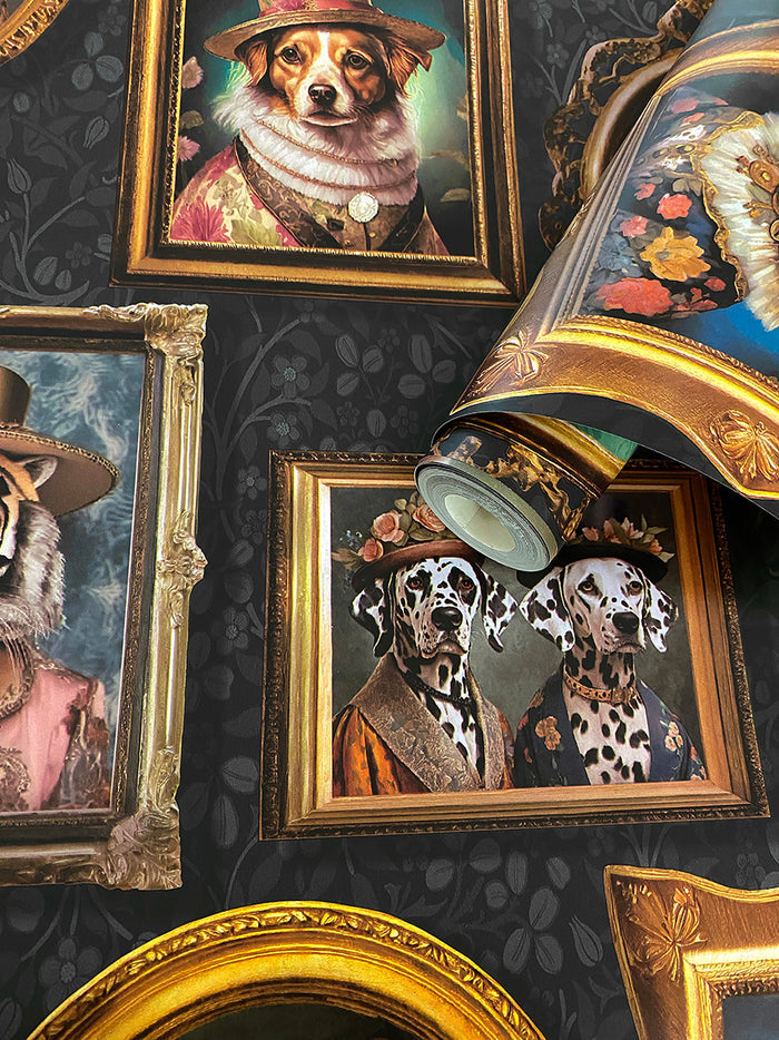 Regal Beasts – Whimsical Animal Wallpaper – Charcoal