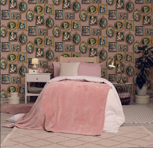 Regal Beasts – Whimsical Animal Wallpaper – Pink