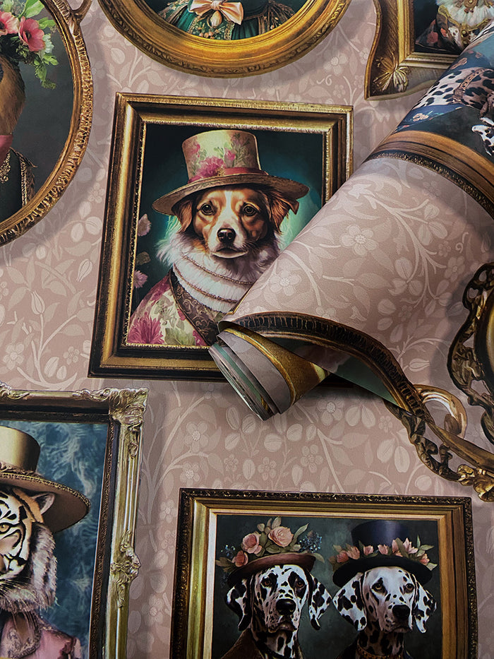 Regal Beasts – Whimsical Animal Wallpaper – Pink