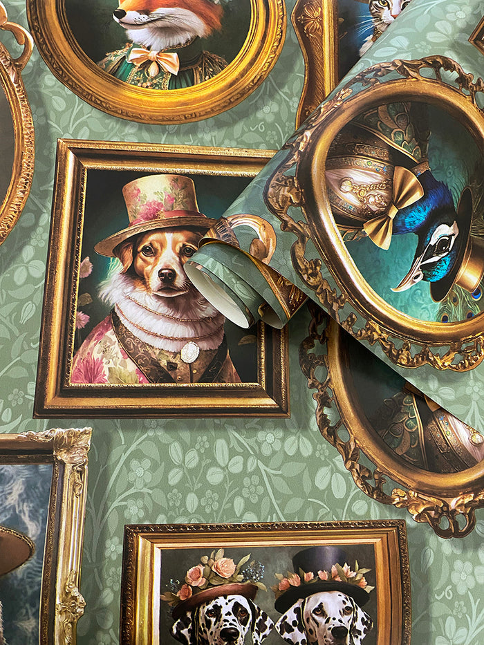 Regal Beasts – Whimsical Animal Wallpaper – Sage