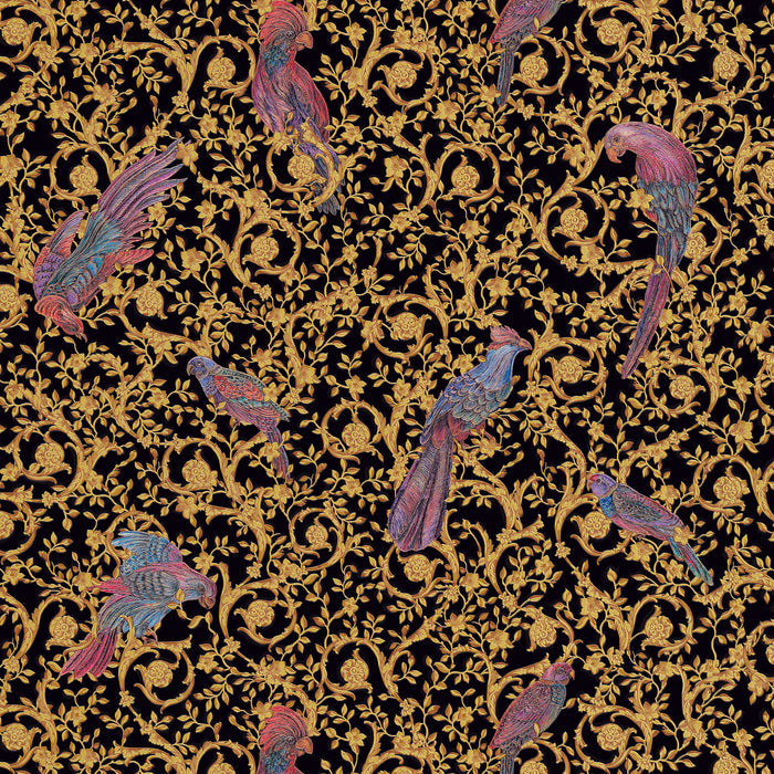 Versace Regal Woodland Wallpaper - Gold - Black