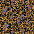 Versace Regal Woodland Wallpaper - Gold - Black