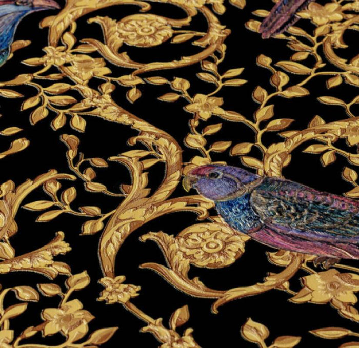 Versace Regal Woodland Wallpaper - Gold - Black