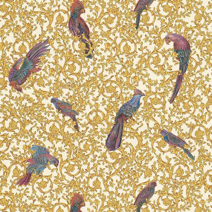 Versace Regal Woodland Wallpaper - Gold - Violet