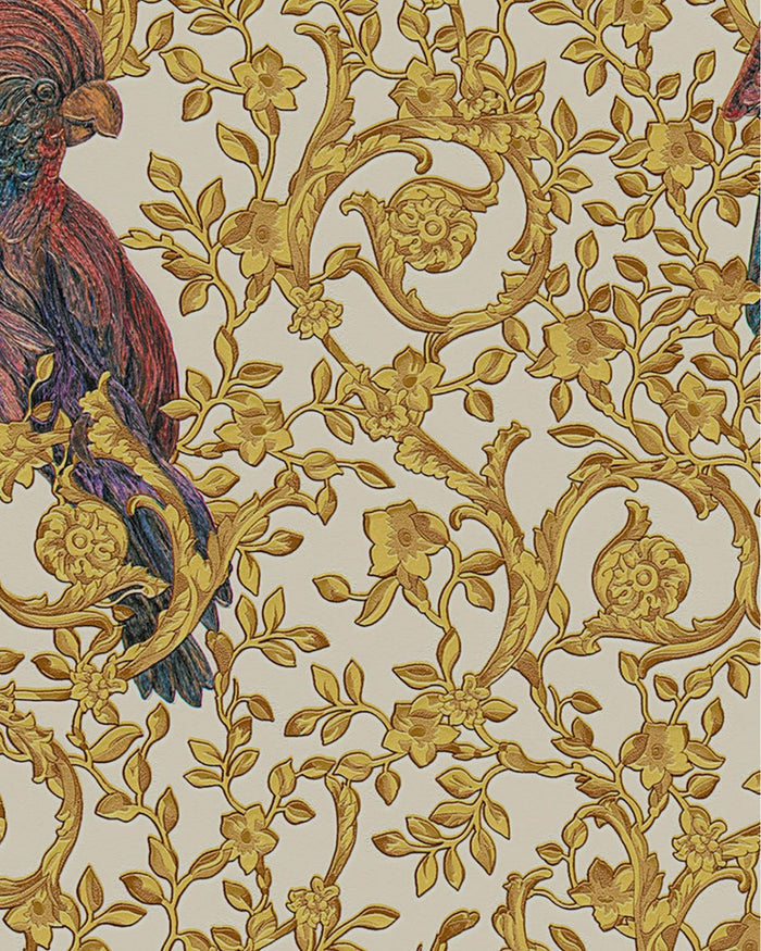 Versace Regal Woodland Wallpaper - Gold - Violet